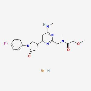 molecular formula C20H25BrFN5O3 B1402558 N-{4-[1-(4-Fluoro-phenyl)-5-oxo-pyrrolidin-3-yl]-6-methylamino-pyrimidin-2-ylmethyl}-2-methoxy-N-methyl-acetamide hydrobromide CAS No. 1361114-99-9