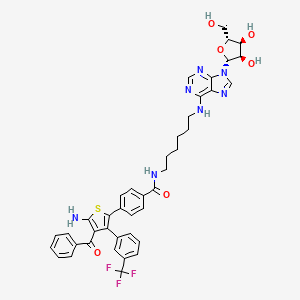 molecular formula C41H40F3N7O6S B14025943 4-[5-amino-4-benzoyl-3-[3-(trifluoromethyl)phenyl]thiophen-2-yl]-N-[6-[[9-[(2R,3R,4S,5R)-3,4-dihydroxy-5-(hydroxymethyl)oxolan-2-yl]purin-6-yl]amino]hexyl]benzamide 