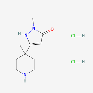 molecular formula C10H19Cl2N3O B1402598 1-Methyl-3-(4-methylpiperidin-4-yl)-1H-pyrazol-5-ol dihydrochloride CAS No. 1361115-23-2