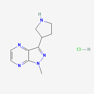 molecular formula C10H14ClN5 B1402611 1-Methyl-3-(pyrrolidin-3-yl)-1H-pyrazolo[3,4-b]pyrazine hydrochloride CAS No. 1361116-01-9