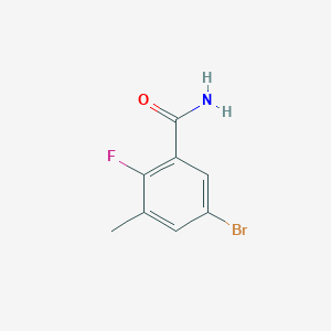 molecular formula C8H7BrFNO B14026120 5-Bromo-2-fluoro-3-methylbenzamide 