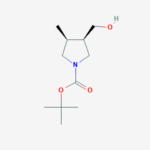 molecular formula C11H21NO3 B14026258 tert-Butyl (3R,4S)-3-(hydroxymethyl)-4-methylpyrrolidine-1-carboxylate 