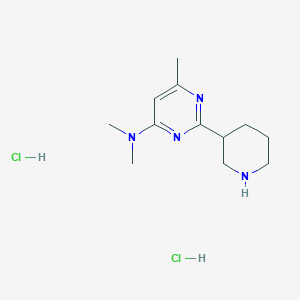molecular formula C12H22Cl2N4 B1402644 N,N,6-trimethyl-2-(piperidin-3-yl)pyrimidin-4-amine dihydrochloride CAS No. 1361113-30-5