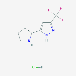 molecular formula C8H11ClF3N3 B1402647 3-(pyrrolidin-2-yl)-5-(trifluoromethyl)-1H-pyrazole hydrochloride CAS No. 1361111-76-3