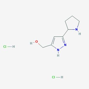 molecular formula C8H15Cl2N3O B1402648 (5-Pyrrolidin-2-yl-2H-pyrazol-3-yl)-methanol dihydrochloride CAS No. 1452548-03-6