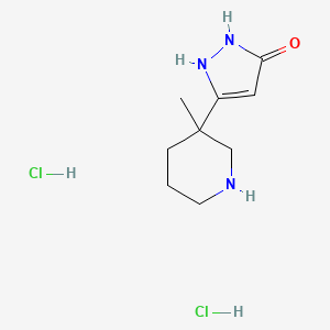 molecular formula C9H17Cl2N3O B1402653 3-(3-Methylpiperidin-3-yl)-1H-pyrazol-5-ol dihydrochloride CAS No. 1452566-96-9