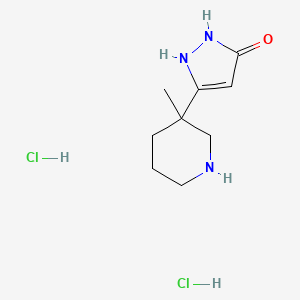 molecular formula C9H17Cl2N3O B1402653 5-(3-Methyl-piperidin-3-yl)-2H-pyrazol-3-ol dihydrochloride CAS No. 1452566-96-9