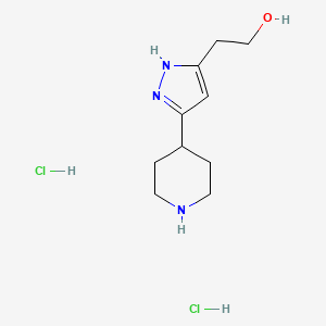 molecular formula C10H19Cl2N3O B1402661 2-(5-Piperidin-4-yl-2H-pyrazol-3-yl)-ethanol dihydrochloride CAS No. 1452523-27-1