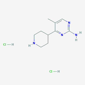molecular formula C10H18Cl2N4 B1402665 5-Methyl-4-(piperidin-4-yl)pyrimidin-2-amine dihydrochloride CAS No. 1361116-57-5