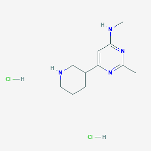 molecular formula C11H20Cl2N4 B1402667 Methyl-(2-methyl-6-piperidin-3-yl-pyrimidin-4-yl)-amine dihydrochloride CAS No. 1361115-62-9