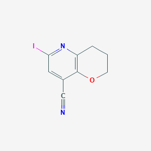 molecular formula C9H7IN2O B1402668 6-iodo-3,4-dihydro-2H-pyrano[3,2-b]pyridine-8-carbonitrile CAS No. 1346447-09-3