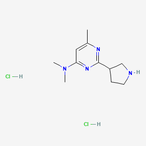 molecular formula C11H20Cl2N4 B1402688 N,N,6-trimethyl-2-(pyrrolidin-3-yl)pyrimidin-4-amine dihydrochloride CAS No. 1361114-89-7