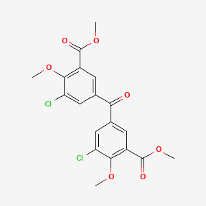 molecular formula C19H16Cl2O7 B14026941 Dimethyl 5,5'-carbonylbis(3-chloro-2-methoxybenzoate) 