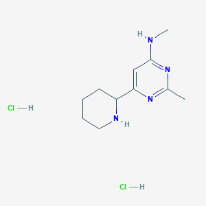 molecular formula C11H20Cl2N4 B1402700 Methyl-(2-methyl-6-piperidin-2-yl-pyrimidin-4-yl)-amine dihydrochloride CAS No. 1361115-02-7