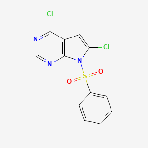 molecular formula C12H7Cl2N3O2S B1402707 4,6-Dichloro-7-(phenylsulfonyl)-7H-pyrrolo[2,3-d]pyrimidine CAS No. 1346447-19-5