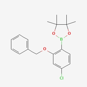 molecular formula C19H22BClO3 B14027118 2-(2-(Benzyloxy)-4-chlorophenyl)-4,4,5,5-tetramethyl-1,3,2-dioxaborolane 
