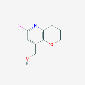 molecular formula C9H10INO2 B1402730 （6-碘-3,4-二氢-2H-吡喃并[3,2-b]吡啶-8-基）甲醇 CAS No. 1346446-89-6