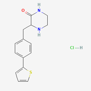 molecular formula C15H17ClN2OS B1402742 3-(4-Thiophen-2-yl-benzyl)-piperazin-2-one hydrochloride CAS No. 1361111-28-5