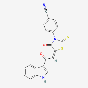 molecular formula C20H11N3O2S2 B1402745 4-{5-[2-(1H-Indol-3-yl)-2-oxo-ethylidene]-4-oxo-2-thioxo-thiazolidin-3-yl}-benzonitrile CAS No. 1380572-29-1