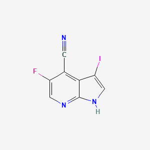 molecular formula C8H3FIN3 B1402754 5-fluoro-3-iodo-1H-pyrrolo[2,3-b]pyridine-4-carbonitrile CAS No. 1346446-95-4