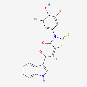molecular formula C19H10Br2N2O3S2 B1402759 3-(3,5-Dibromo-4-hydroxy-phenyl)-5-[2-(1H-indol-3-yl)-2-oxo-ethylidene]-2-thioxo-thiazolidin-4-one CAS No. 1380572-56-4