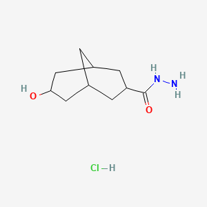 molecular formula C10H19ClN2O2 B1402761 7-Hydroxybicyclo[3.3.1]nonane-3-carbohydrazide hydrochloride CAS No. 1401425-35-1
