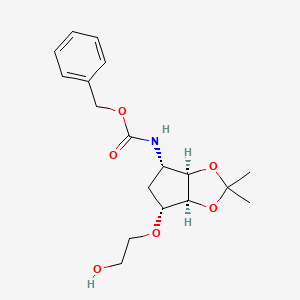 molecular formula C18H25NO6 B14028055 benzyl ((3aR,4S,6R,6aS)-6-(2-hydroxyethoxy)-2,2-dimethyltetrahydro-3aH-cyclopenta[d][1,3]dioxol-4-yl)carbamate 