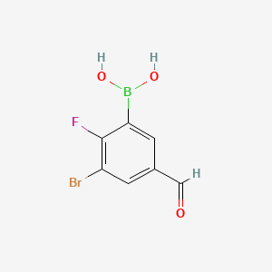 molecular formula C7H5BBrFO3 B14028126 (3-Bromo-2-fluoro-5-formylphenyl)boronic acid 