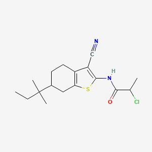 molecular formula C17H23ClN2OS B1402835 2-Chloro-N-[3-cyano-6-(1,1-dimethylpropyl)-4,5,6,7-tetrahydro-1-benzothien-2-yl]propanamide CAS No. 1365963-70-7
