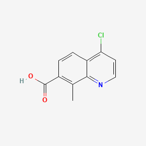 molecular formula C11H8ClNO2 B14028355 4-Chloro-8-methylquinoline-7-carboxylic acid 