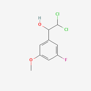 molecular formula C9H9Cl2FO2 B14028529 2,2-Dichloro-1-(3-fluoro-5-methoxyphenyl)ethanol 