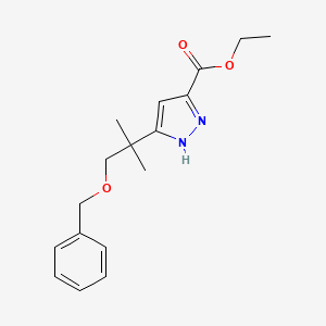 molecular formula C17H22N2O3 B14028599 Ethyl 3-(1-(benzyloxy)-2-methylpropan-2-yl)-1H-pyrazole-5-carboxylate 