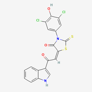 molecular formula C19H10Cl2N2O3S2 B1402864 3-(3,5-Dichloro-4-hydroxy-phenyl)-5-[2-(1H-indol-3-yl)-2-oxo-ethylidene]-2-thioxo-thiazolidin-4-one CAS No. 1380572-58-6