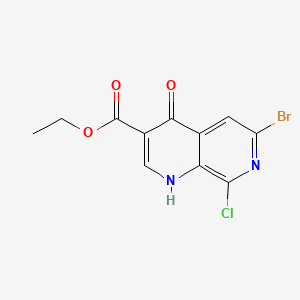 molecular formula C11H8BrClN2O3 B14028648 Ethyl 6-bromo-8-chloro-4-hydroxy-1,7-naphthyridine-3-carboxylate 
