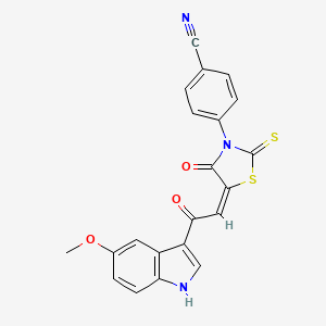4-{5-[2-(5-Methoxy-1H-indol-3-yl)-2-oxo-ethylidene]-4-oxo-2-thioxo-thiazolidin-3-yl}-benzonitrile