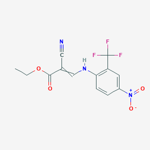 molecular formula C13H10F3N3O4 B14028671 2-Cyano-3-(4-nitro-2-trifluoromethyl-phenylamino)-acrylic acid ethyl ester CAS No. 954118-33-3