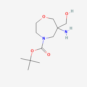 molecular formula C11H22N2O4 B14028690 Tert-butyl 6-amino-6-(hydroxymethyl)-1,4-oxazepane-4-carboxylate 