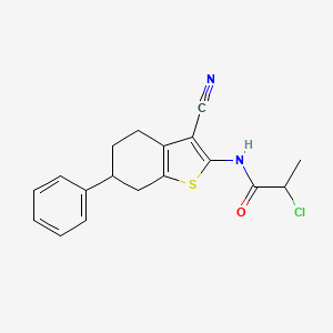molecular formula C18H17ClN2OS B1402873 2-Chloro-N-(3-cyano-6-phenyl-4,5,6,7-tetrahydro-1-benzothien-2-yl)propanamide CAS No. 1365962-04-4