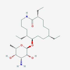 molecular formula C25H48N2O5 B140289 (3R,7S,10R,11R)-10-[(2R,3R,4R,5S,6S)-4-amino-3,5-dihydroxy-6-methyloxan-2-yl]oxy-3,7,11-triethyl-azacyclotetradecan-2-one CAS No. 135559-95-4