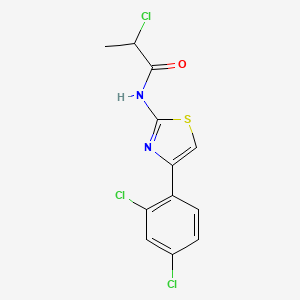 molecular formula C12H9Cl3N2OS B1402895 2-Chloro-N-[4-(2,4-dichlorophenyl)-1,3-thiazol-2-yl]propanamide CAS No. 1365961-91-6