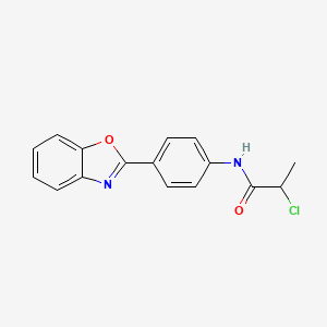 molecular formula C16H13ClN2O2 B1402901 N-[4-(1,3-Benzoxazol-2-yl)phenyl]-2-chloropropanamide CAS No. 1365963-80-9