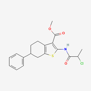 molecular formula C19H20ClNO3S B1402904 Methyl 2-[(2-chloropropanoyl)amino]-6-phenyl-4,5,6,7-tetrahydro-1-benzothiophene-3-carboxylate CAS No. 1365963-08-1
