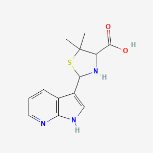 molecular formula C13H15N3O2S B1402913 5,5-Dimethyl-2-(1H-pyrrolo[2,3-b]pyridin-3-yl)-1,3-thiazolidine-4-carboxylic acid CAS No. 1365961-78-9