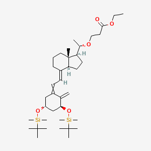 molecular formula C38H68O5Si2 B14029131 ethyl 3-[(1S)-1-[(1S,3aS,4E,7aS)-4-[2-[(3S,5R)-3,5-bis[[tert-butyl(dimethyl)silyl]oxy]-2-methylidenecyclohexylidene]ethylidene]-7a-methyl-2,3,3a,5,6,7-hexahydro-1H-inden-1-yl]ethoxy]propanoate 