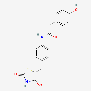molecular formula C18H16N2O4S B14029195 N-(4-((2,4-Dioxothiazolidin-5-yl)methyl)phenyl)-2-(4-hydroxyphenyl)acetamide 
