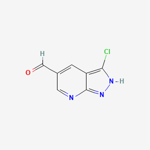 molecular formula C7H4ClN3O B1402928 3-chloro-1H-pyrazolo[3,4-b]pyridine-5-carbaldehyde CAS No. 1351613-88-1