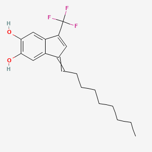 molecular formula C19H23F3O2 B14029423 1-Nonylidene-3-(trifluoromethyl)indene-5,6-diol 