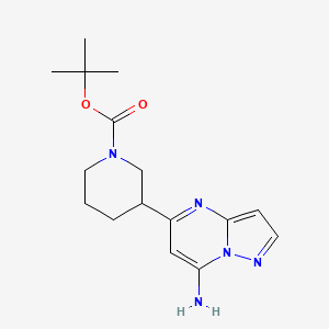 molecular formula C16H23N5O2 B14029466 Tert-butyl 3-(7-aminopyrazolo[1,5-a]pyrimidin-5-yl)piperidine-1-carboxylate 