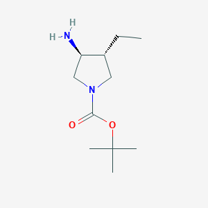 molecular formula C11H22N2O2 B14029533 trans-3-Amino-1-Boc-4-ethyl-pyrrolidine 