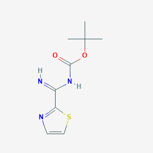 molecular formula C9H13N3O2S B14029798 Tert-butyl (imino(thiazol-2-yl)methyl)carbamate 